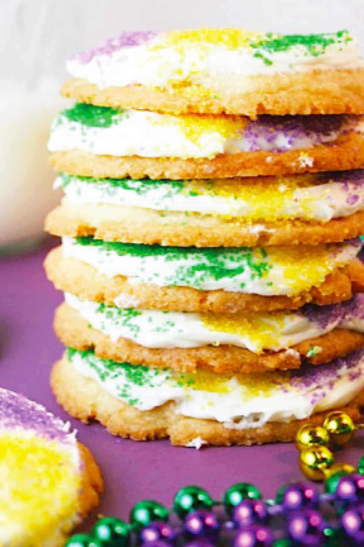 Mardis Gras cookie stack.