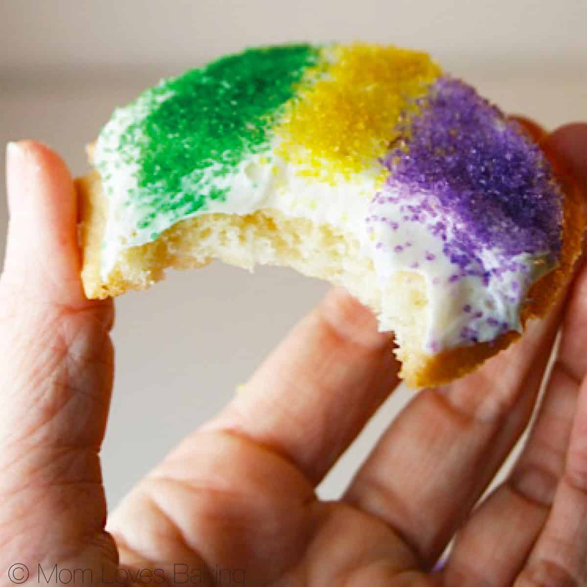 Mardis Gras cookie bite.