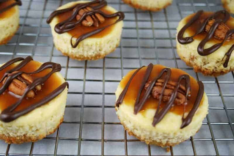 Mini Eggo Turtle Cheesecakes