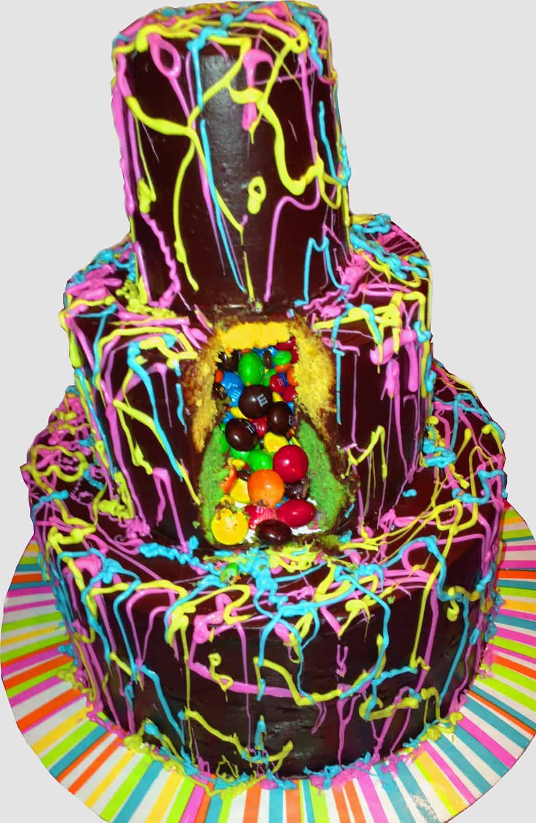 Jackson Pollock Piñata Cake - Mom Loves Baking