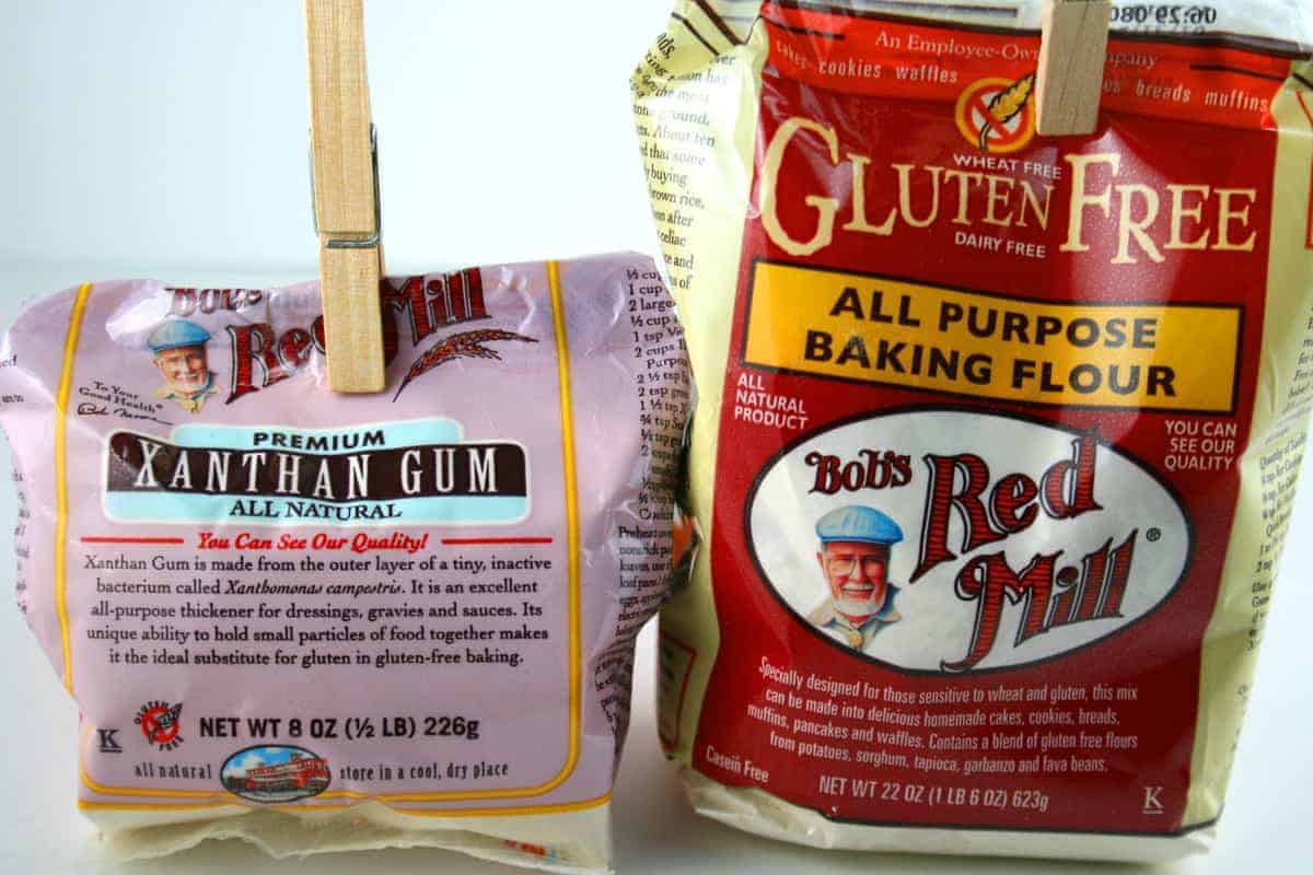 Bag of xanthan gum and another bag of gluten free flour.