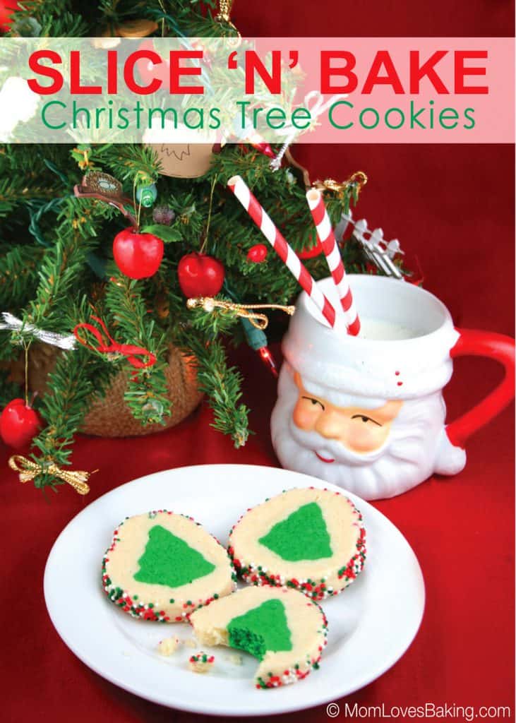 Slice 'n' bake butter cookies with christmas trees in the middle