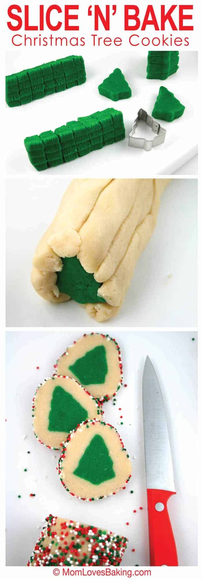Slice and bake Christmas tree cookies