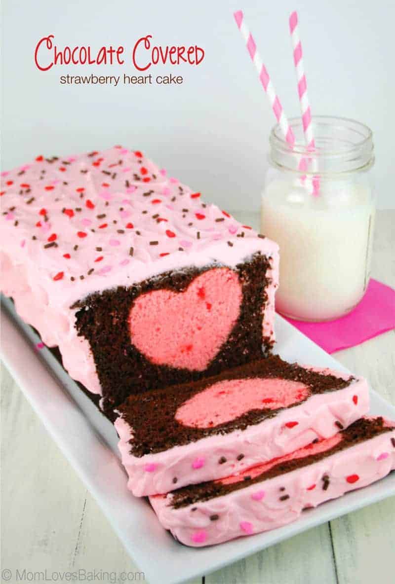 Chocolate Covered Strawberry Heart Cake