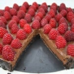 Chocolate tofu tart sliced.