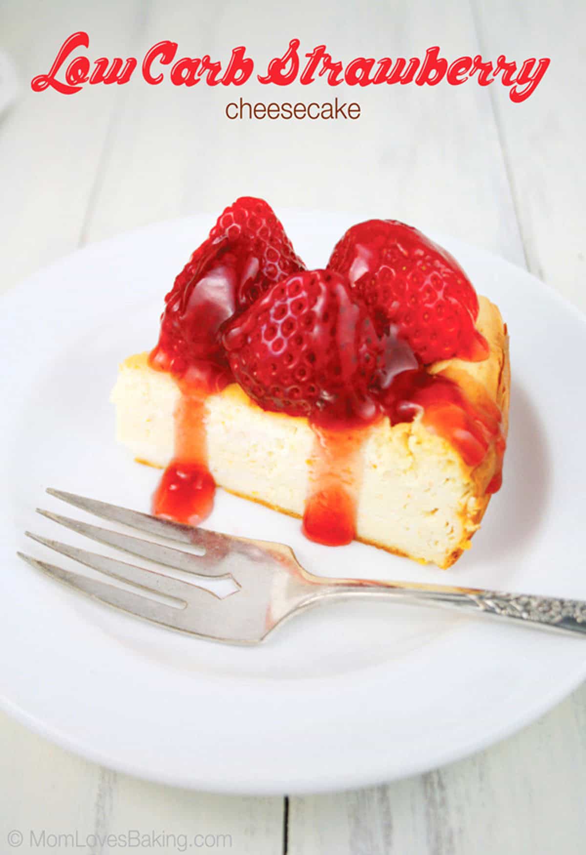 Low carb keto cheesecake with strawberries on top.