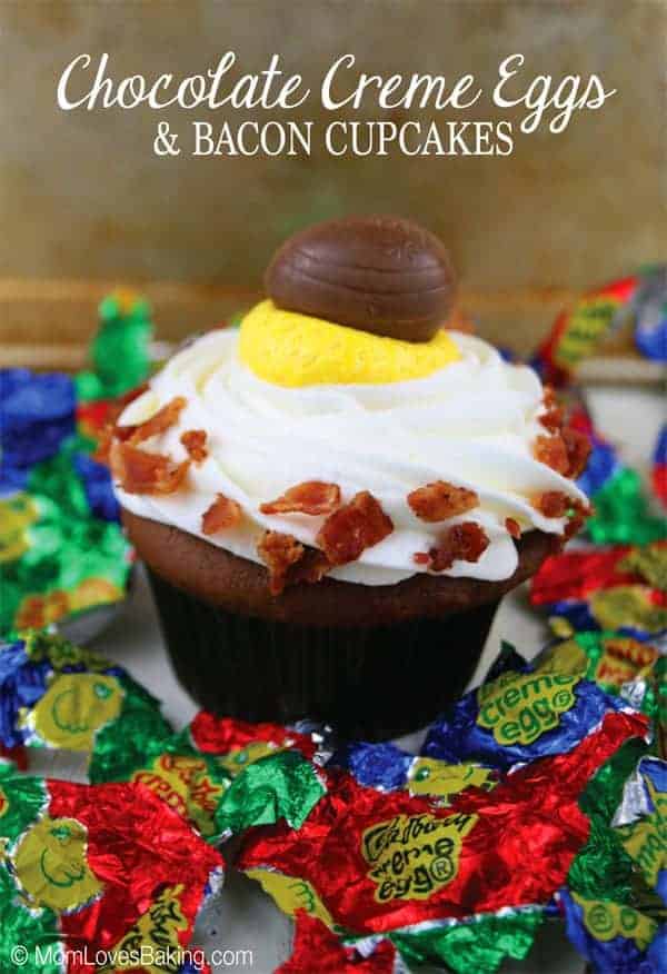 Chocolate-Creme-Eggs-&-Bacon Cupcakes