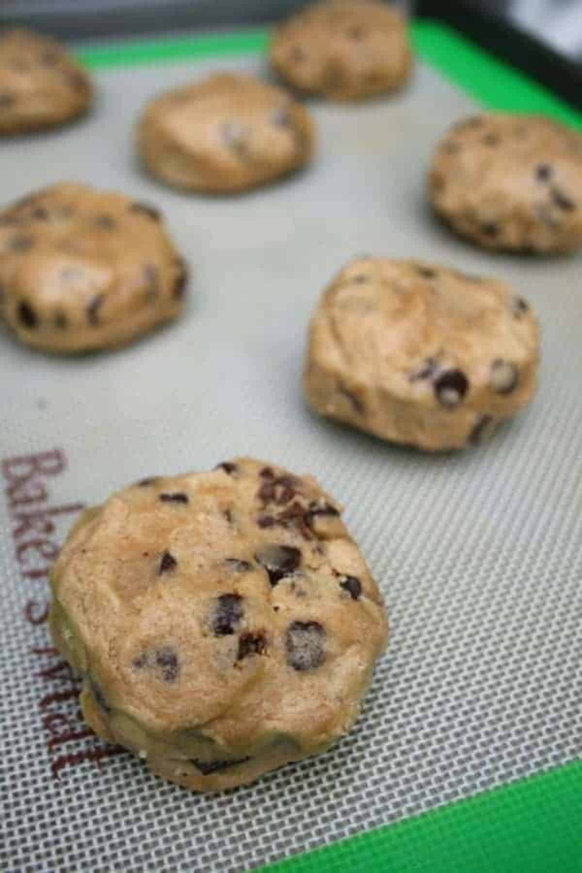 7 chocolate cookie dough on baking tray