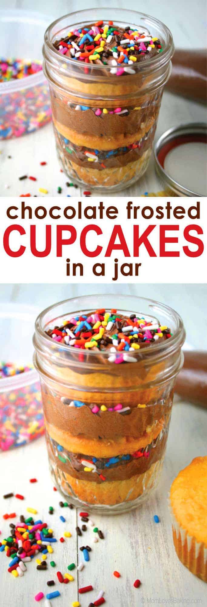 Chocolate Frosted Cupcakes in a Jar