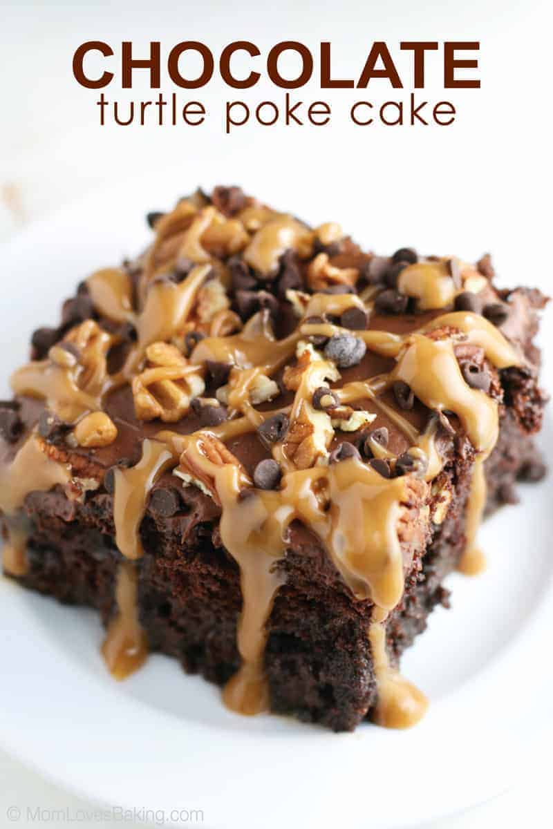 Chocolate Turtle Poke Cake