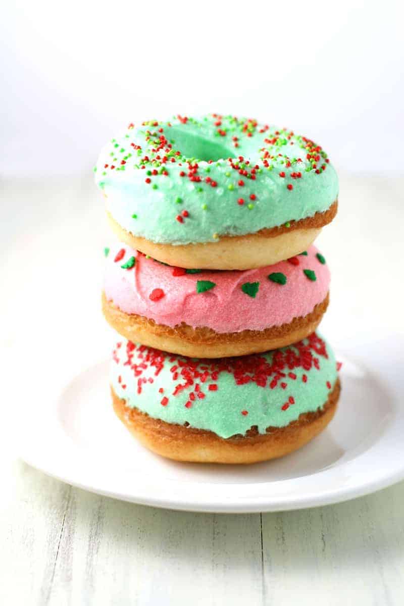 Frosted Sugar Cookie Doughnuts - Mom Loves Baking