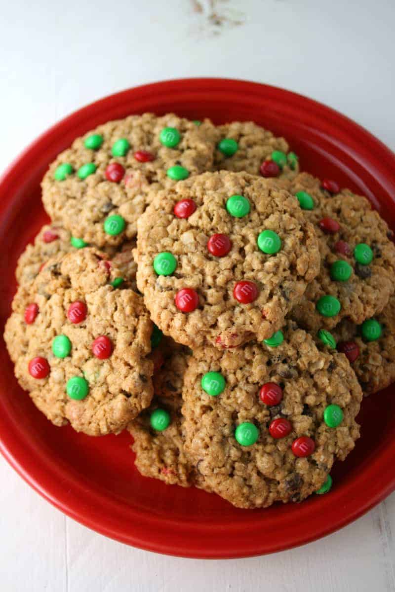 Christmas M&amp;M&amp;#39;s® Monster Cookies - Mom Loves Baking