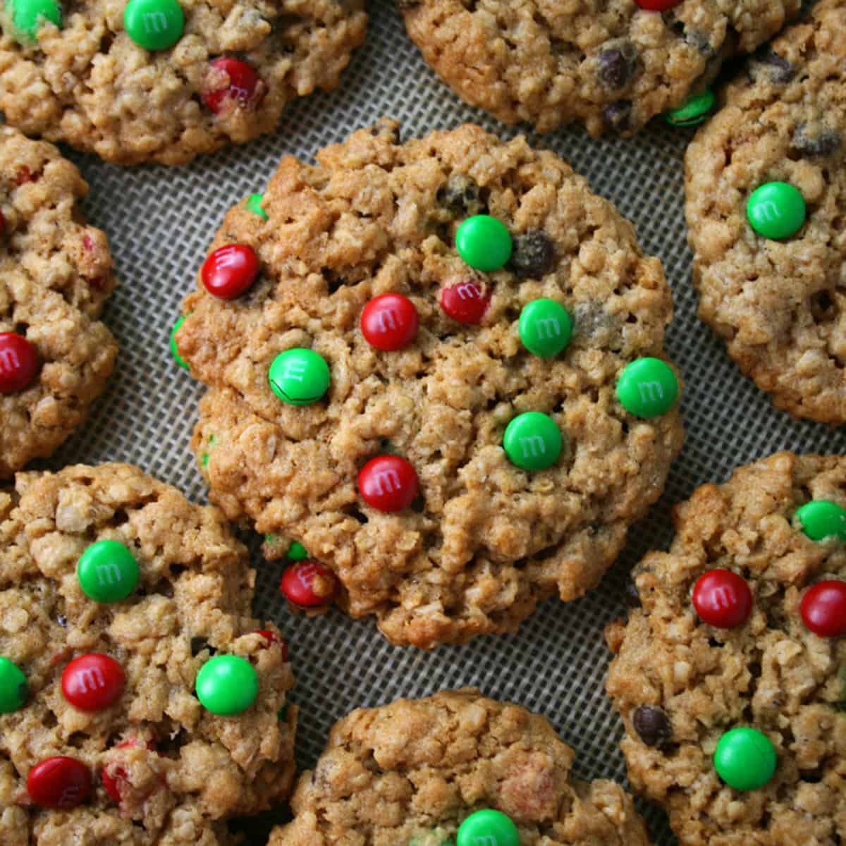 Cookies with red and green candies.