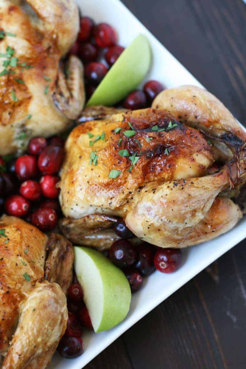 Cornish Hen with Apple Cranberry Stuffing