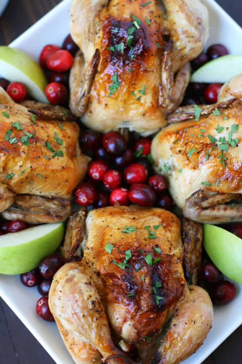 Cornish Hen with Apple Cranberry Stuffing