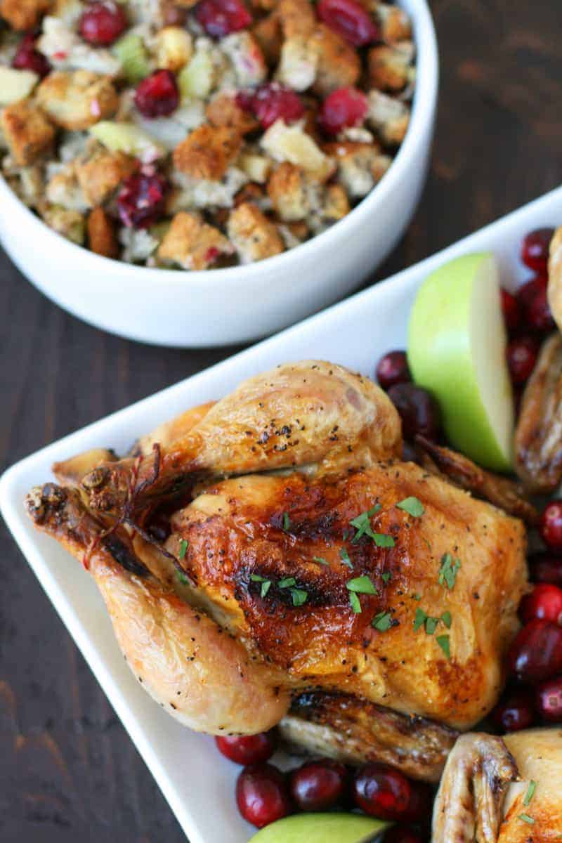 Cornish Hen with Apple Cranberry Stuffing