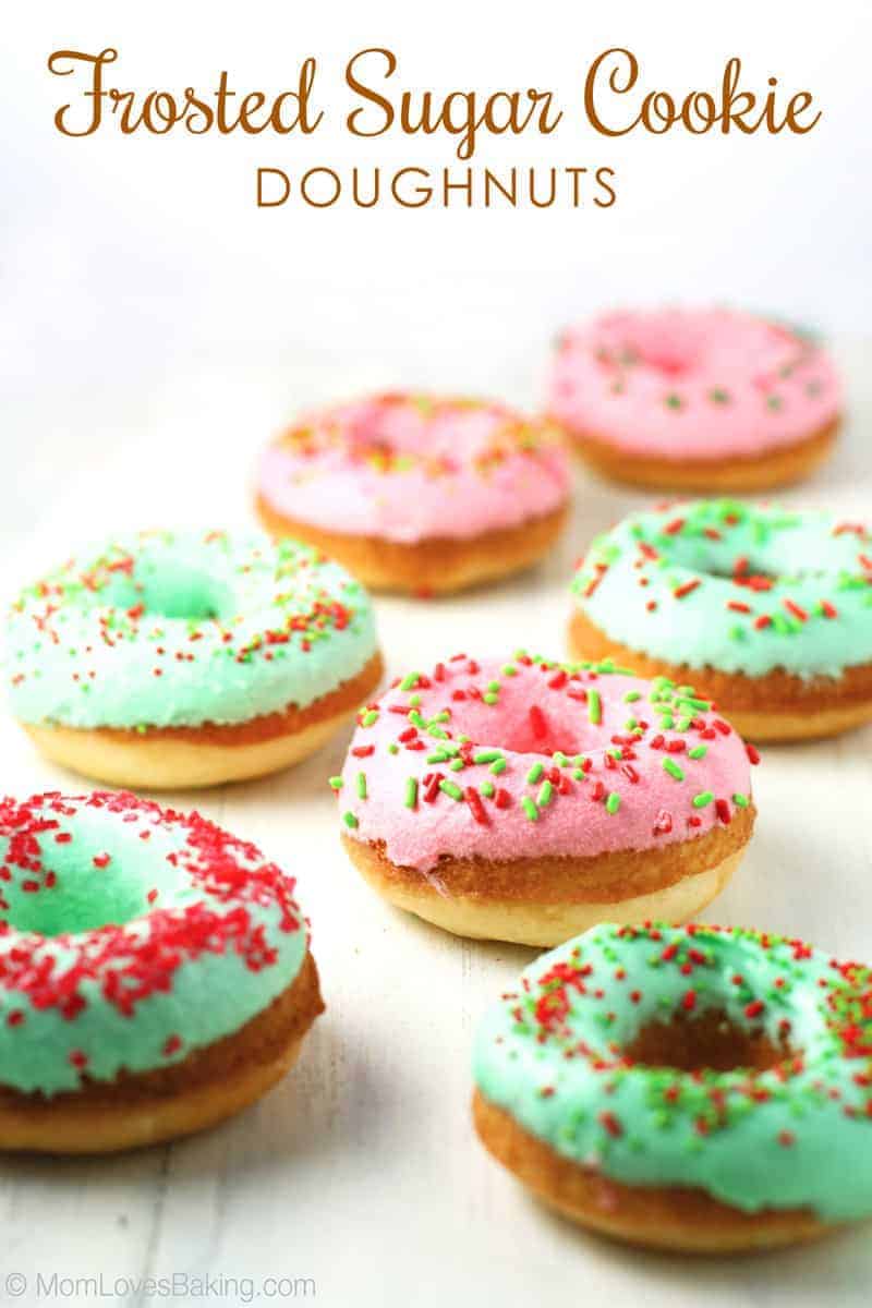 Frosted Sugar Cookie Doughnuts - Mom Loves Baking