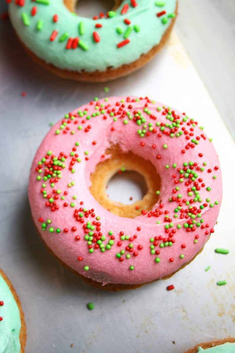 Frosted Sugar Cookie Doughnuts - Mom Loves Baking