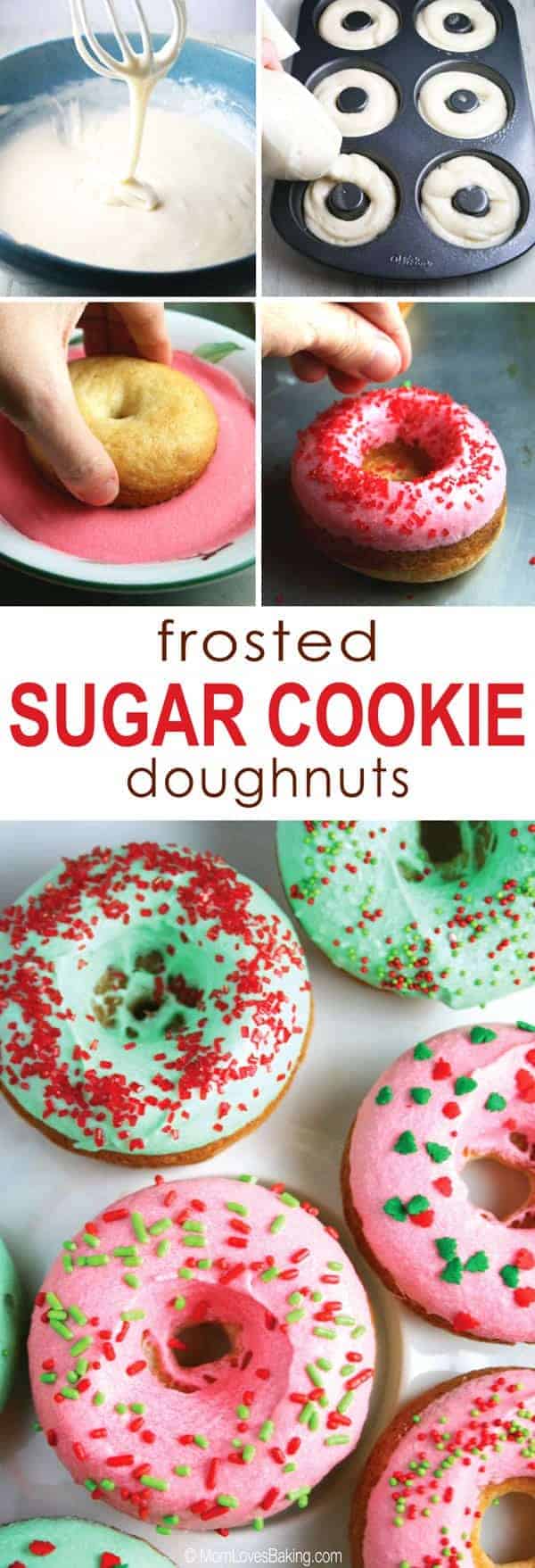 Frosted Sugar Cookie Doughnuts - Mom Loves Baking