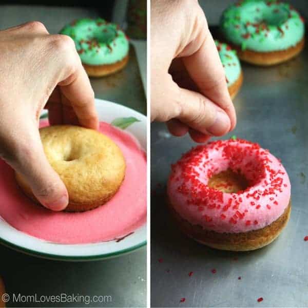 Frosted Sugar Cookie Doughnuts - Mom Loves Baking