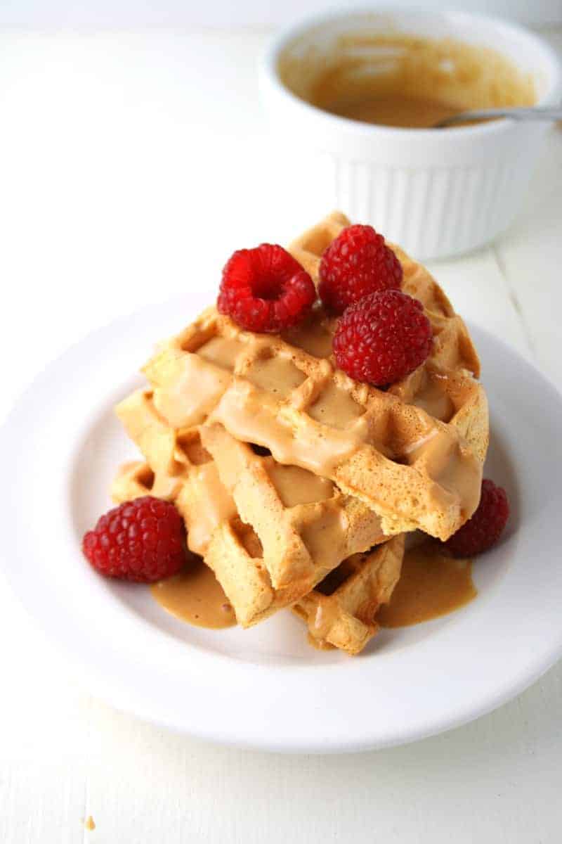 Low Carb Peanut Butter and Berry Waffles