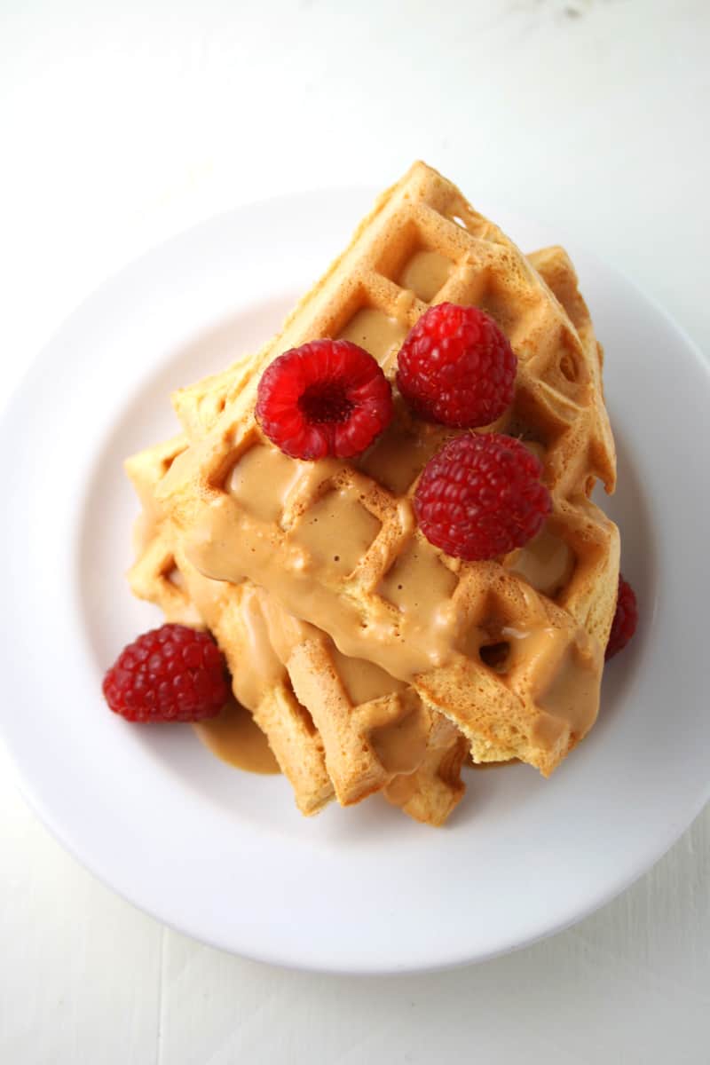 Low Carb Peanut Butter and Berry Waffles