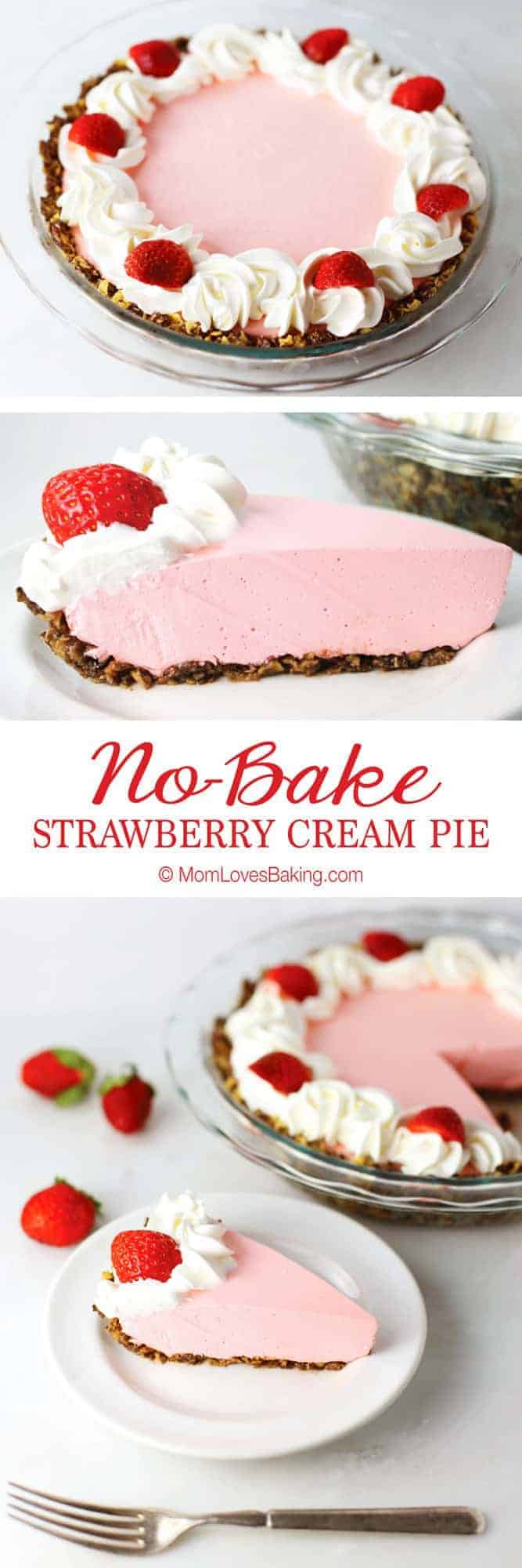 No Bake Strawberry Cream Pie