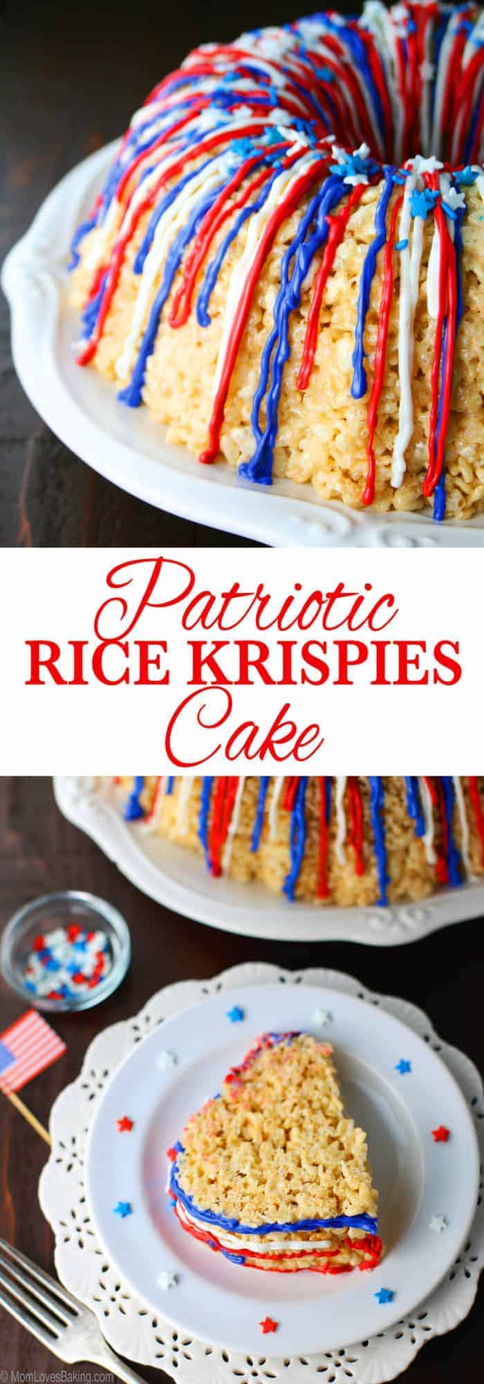 Patriotic Rice Krispies Cake - Mom Loves Baking