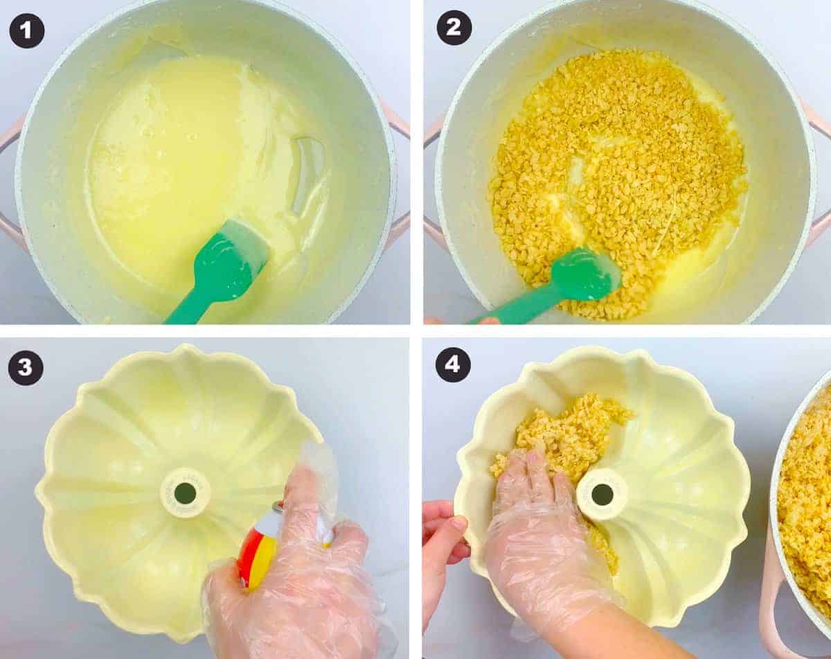 How to make rice krispies in a Bundt pan