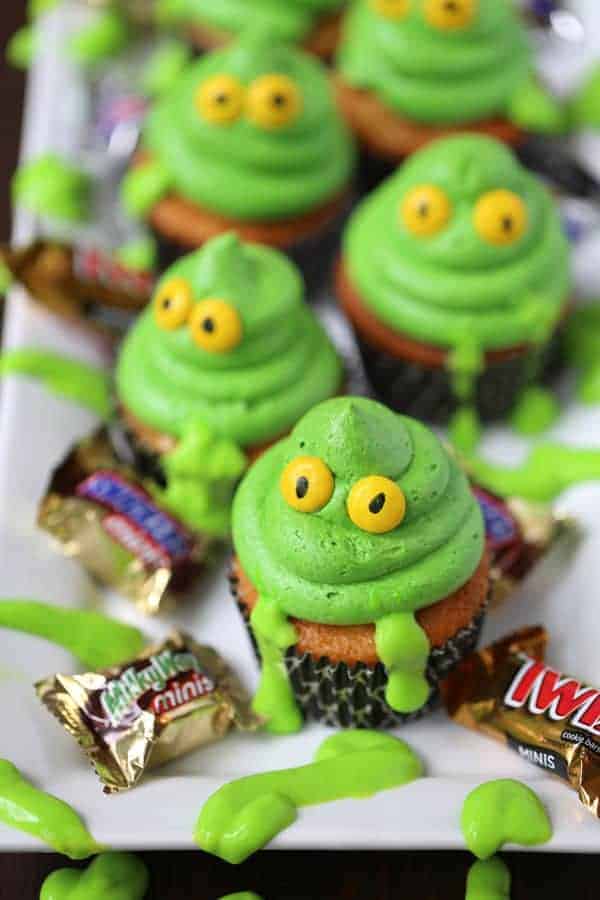 Green Ghost Cupcakes with Slime