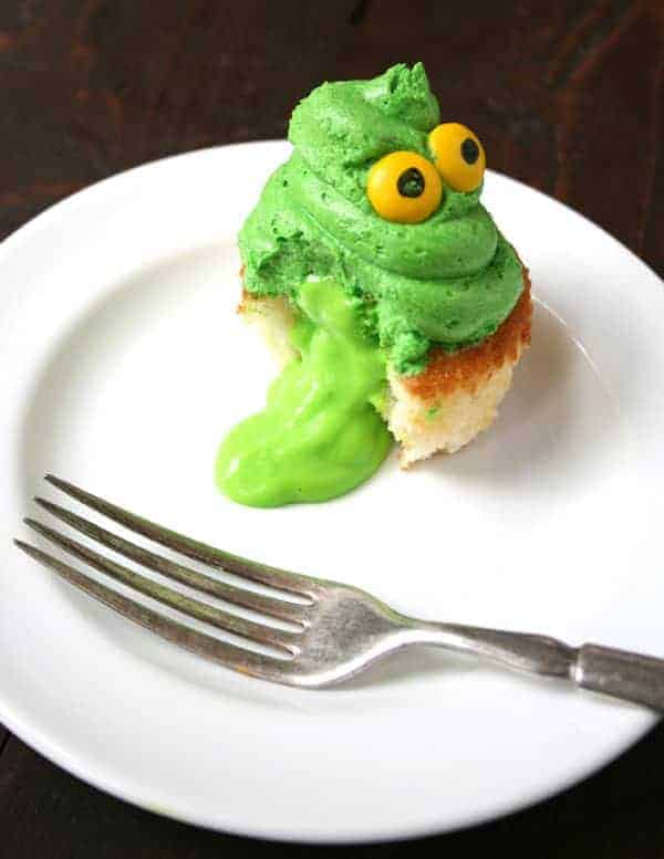 Green Ghost Cupcakes with Slime