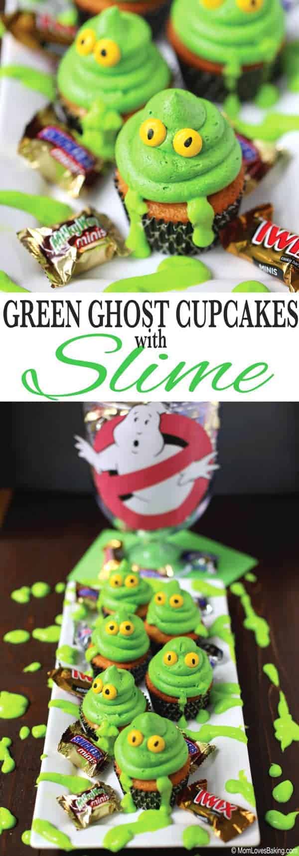 Green Ghost Cupcakes with Slime