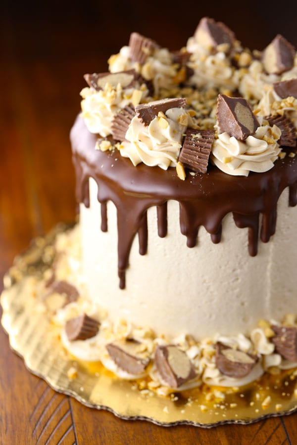 Peanut butter swiss meringue chocolate cake