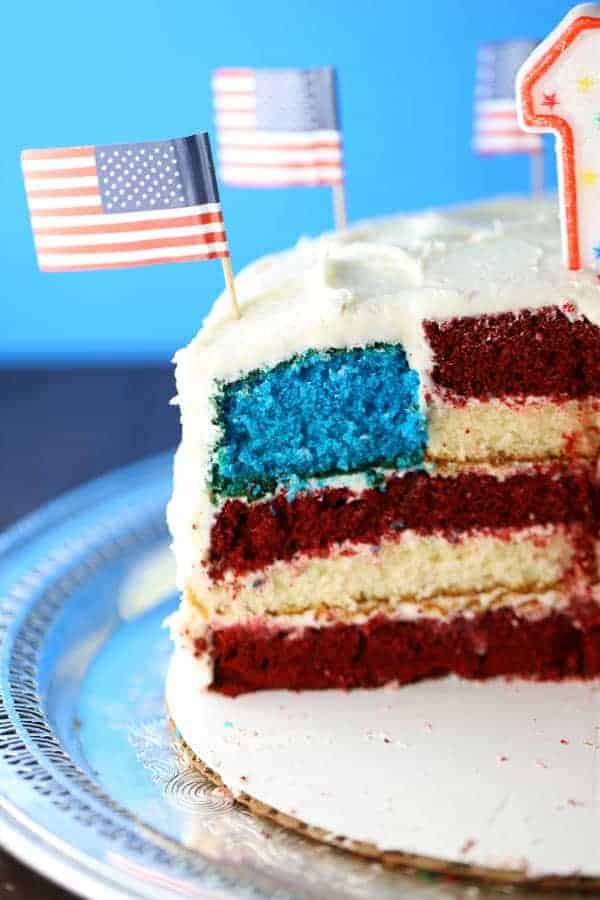 American Flag Surprise Cake