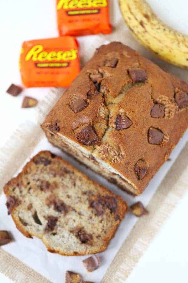 Reeses Peanut Butter Cup Banana Bread