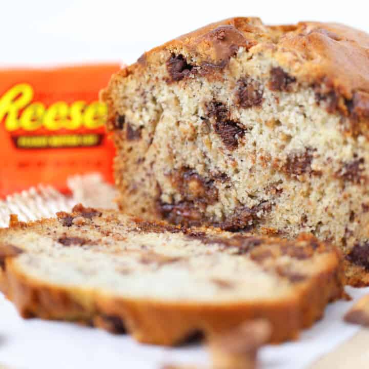 Reeses Peanut Butter Cup Banana Bread