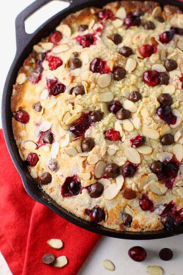 Dark Chocolate Cranberry Skillet Cake