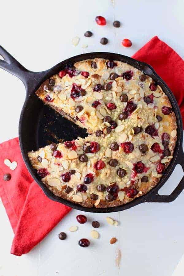 Dark Chocolate Cranberry Skillet Cake