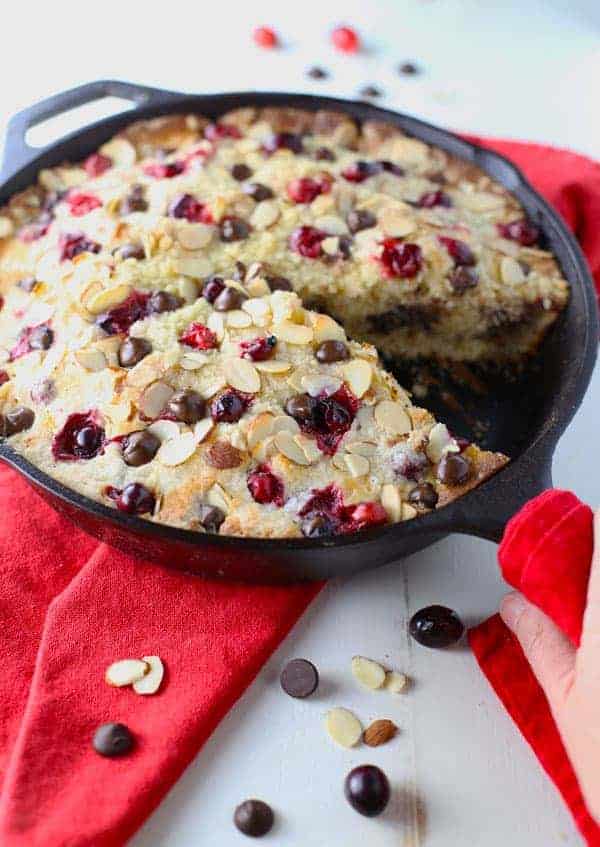 Dark Chocolate Cranberry Skillet Cake