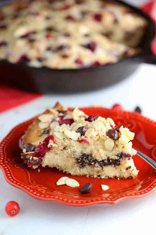 Dark Chocolate Cranberry Skillet Cake