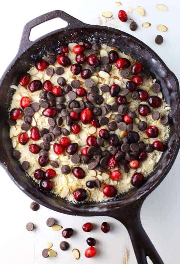 Dark Chocolate Cranberry Skillet Cake