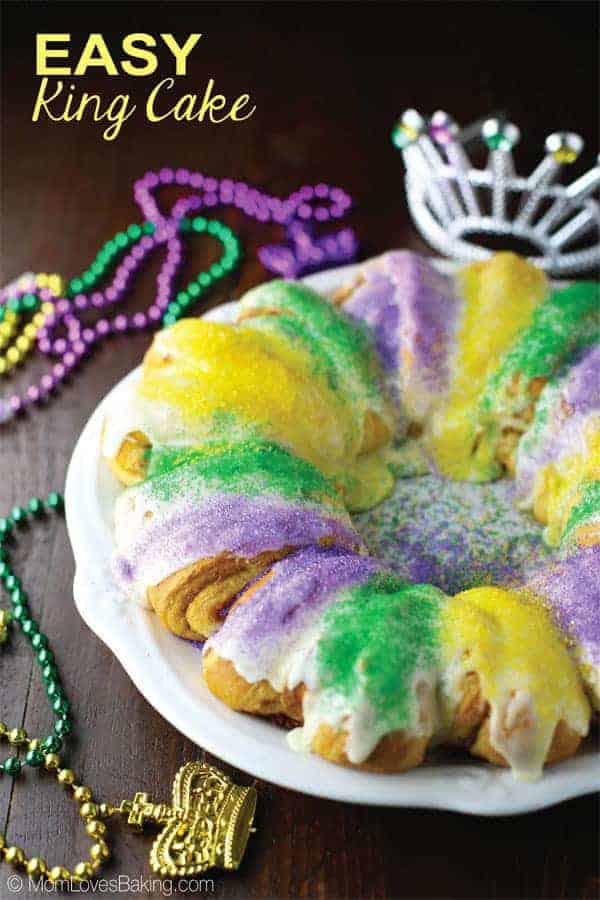 King Cake made from canned Cinnamon rolls