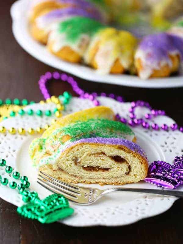 King Cake made from canned Cinnamon rolls