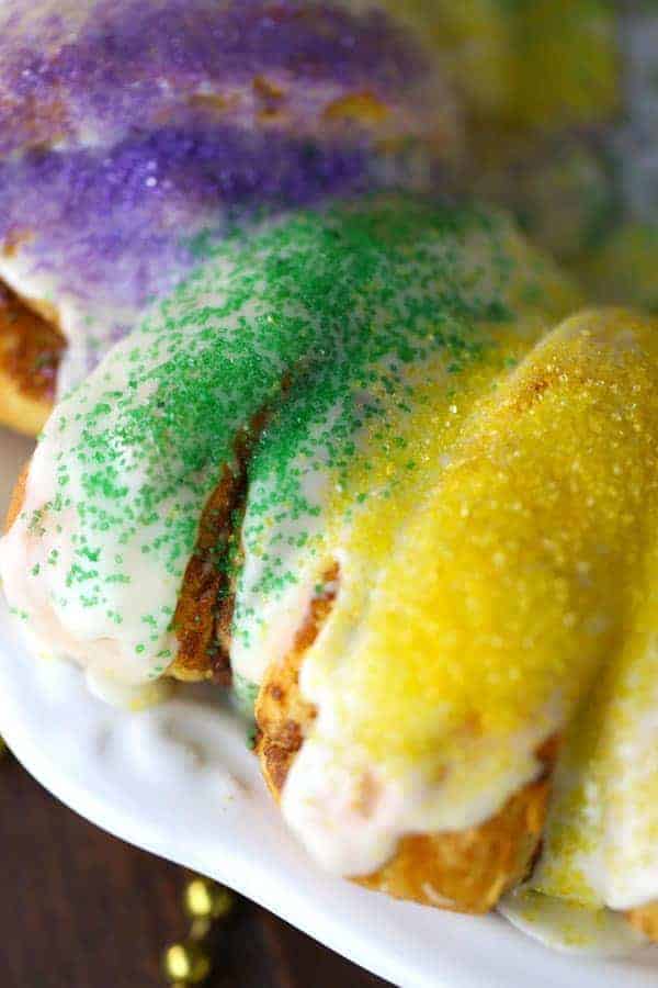 King Cake made from canned Cinnamon rolls