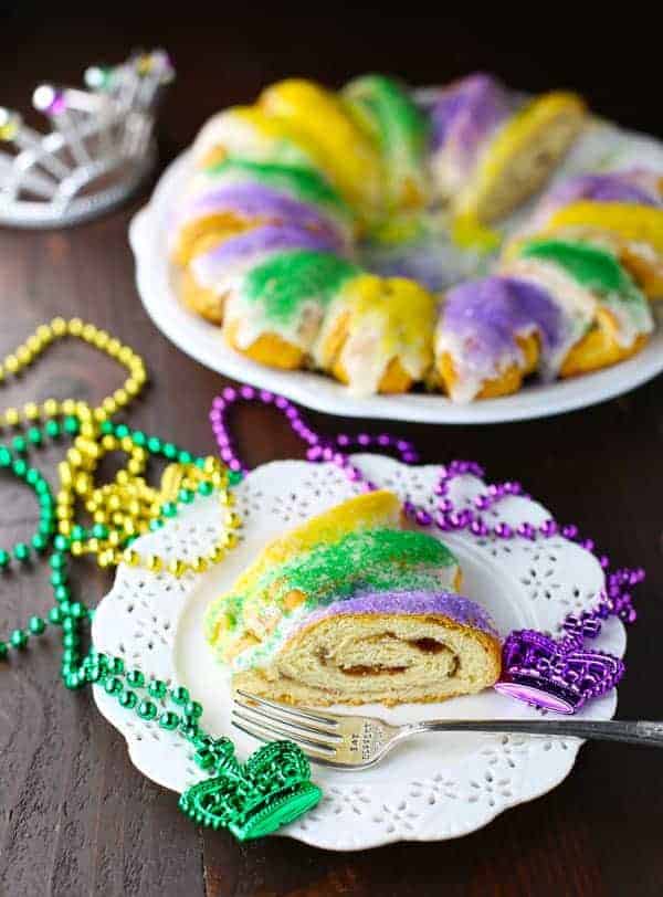 King Cake made from canned Cinnamon rolls