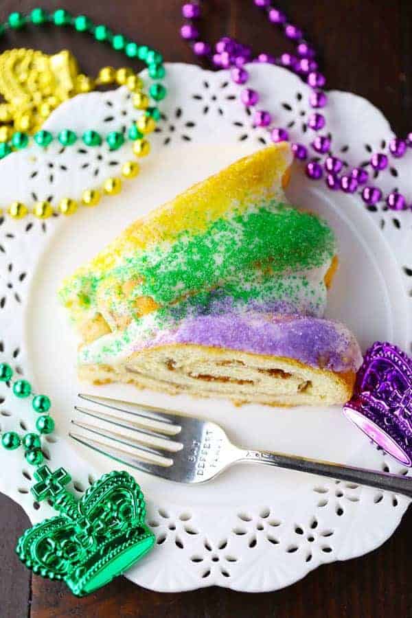 King Cake made from canned Cinnamon rolls