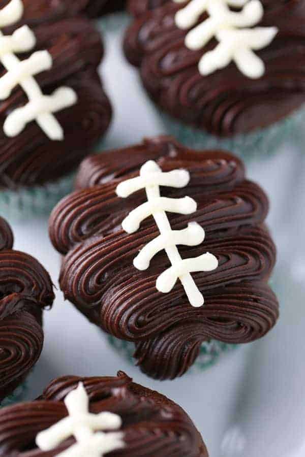 Chocolate Cupcakes with Chocolate Ganache Football