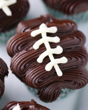 Chocolate Cupcakes with Chocolate Ganache Football