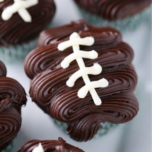 Chocolate Cupcakes with Chocolate Ganache Football