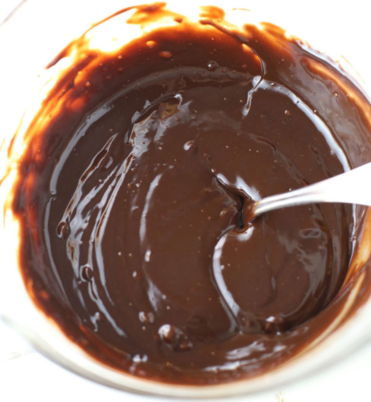 Chocolate ganache in a bowl.